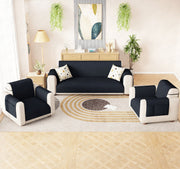 Lukzer Quilted Stipple Blue Sofa Cover Mat with Storage Side Pocket | 350 GSM Polyester Blend Full Coverage with Arms & Back Belt | Machine Washable Sofa Runner.