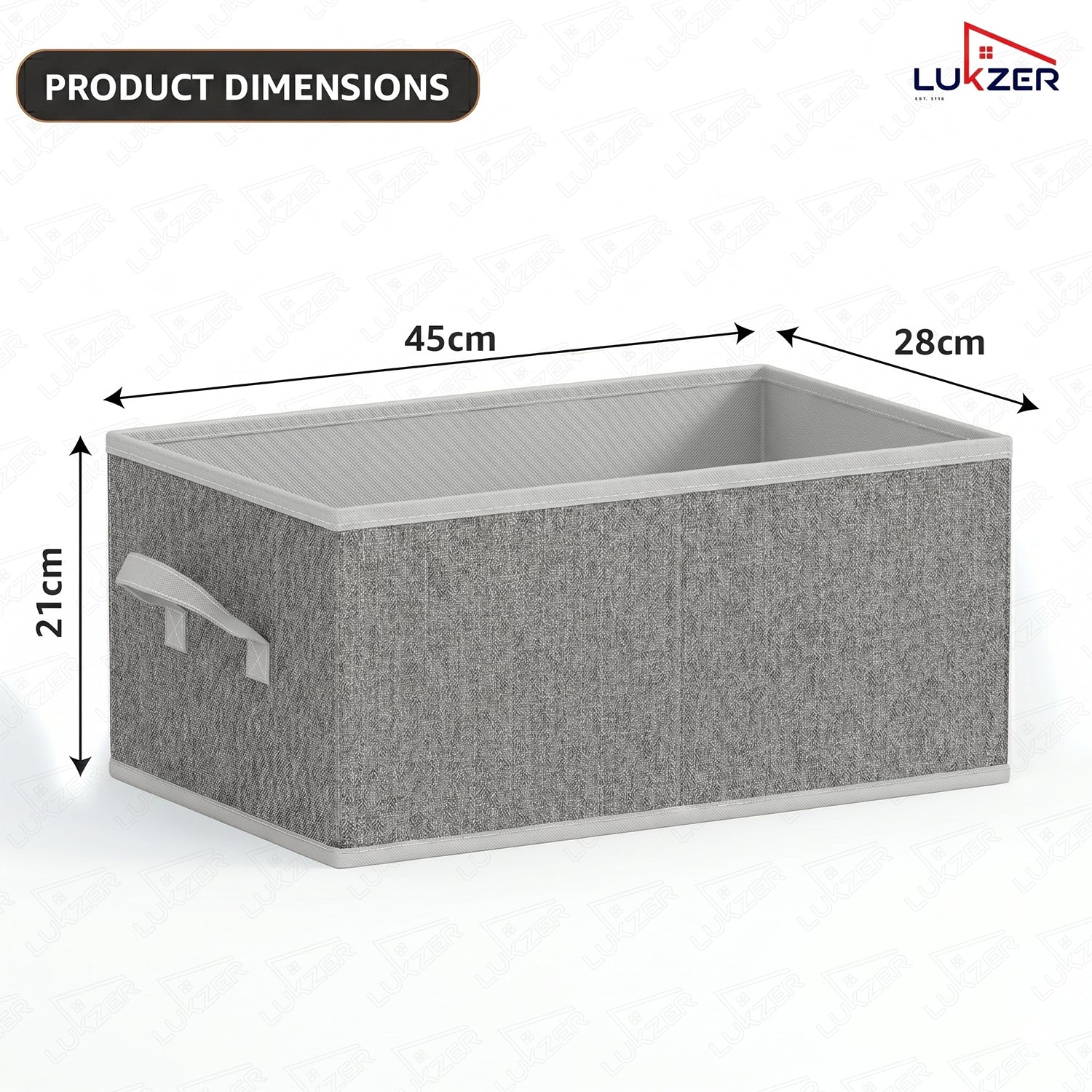 Lukzer 3Pcs Grey Foldable Clothes Organiser Storage Box (Jute)