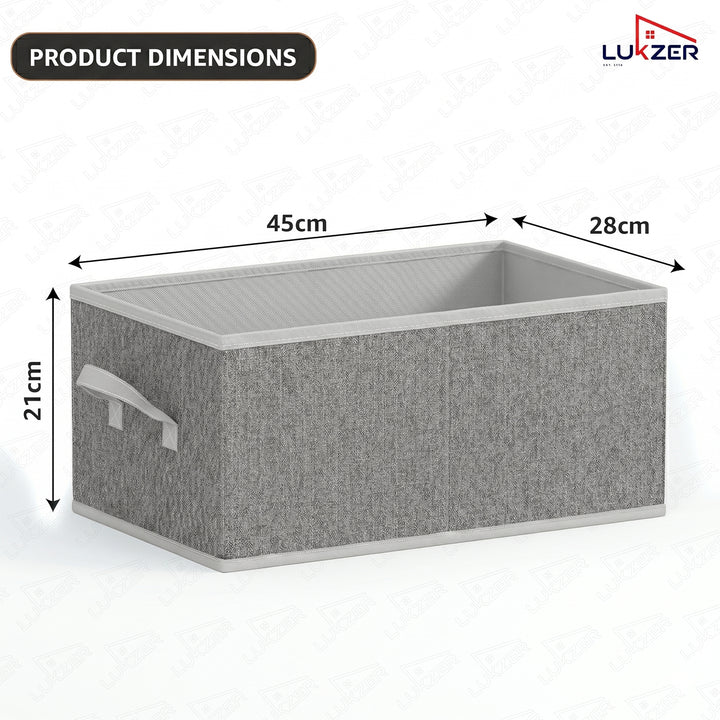 Lukzer 3Pcs Grey Foldable Clothes Organiser Storage Box (Jute)
