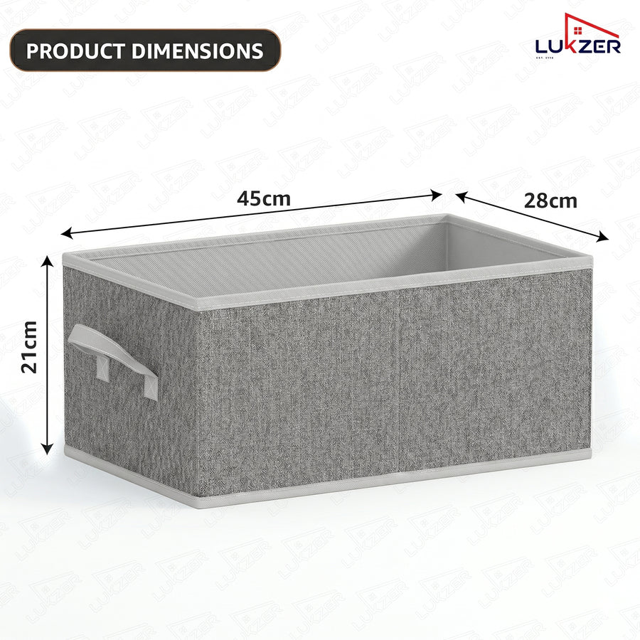 Lukzer 4Pcs Grey Foldable Clothes Organiser Storage Box (Jute)