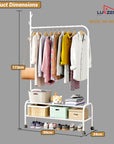 Lukzer Multipurpose Single Pole Metal Garment Rack with Wheels & 2 Bottom Shelves - (MGR-006) (White, Gold, Grey, Pink, Deep Sea, Black)