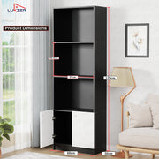Lukzer 4-Layer Engineered Wood Bookshelf with Door | Multipurpose Rack (MR-020/Black)