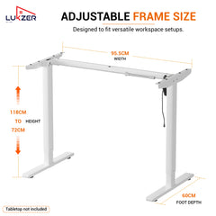 Lukzer Electric Height Adjustable Desk Frame (EST-003-F/White)