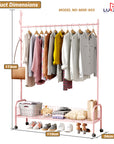 Lukzer Single Rod Garment Rack with Bottom Shelf | Cloth Organizer for Hanging Kurtas, Jackets, Bags in Bedroom, Office, Hostel & More (MGR-003)