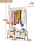 Lukzer Multipurpose Single Pole Metal Garment Rack with Wheels & 2 Bottom Shelves - (MGR-006) (White, Gold, Grey, Pink, Deep Sea, Black)