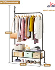Lukzer Multipurpose Single Pole Metal Garment Rack with Wheels & 2 Bottom Shelves - (MGR-006) (White, Gold, Grey, Pink, Deep Sea, Black)