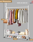 Lukzer Single Rod Garment Rack with Bottom Shelf | Cloth Organizer for Hanging Kurtas, Jackets, Bags in Bedroom, Office, Hostel & More (MGR-003)