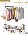 Lukzer Single Rod Garment Rack with Bottom Shelf | Cloth Organizer for Hanging Kurtas, Jackets, Bags in Bedroom, Office, Hostel & More (MGR-003)