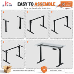 Lukzer Electric Height Adjustable Desk Frame with USB & Type-C Port on Control (EST-003/UC-F/White)