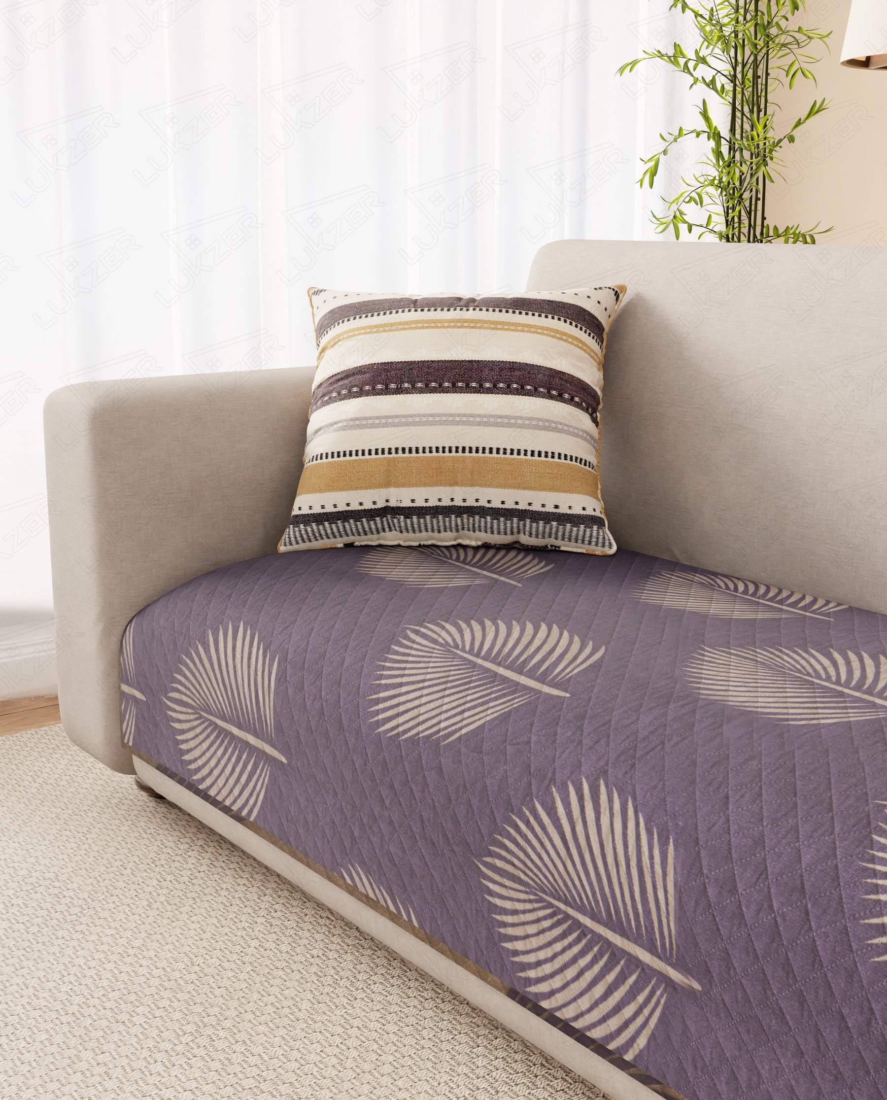 Lukzer Reversible Quilted Sofa Mat Sapphire Bloom (SC-182-01)