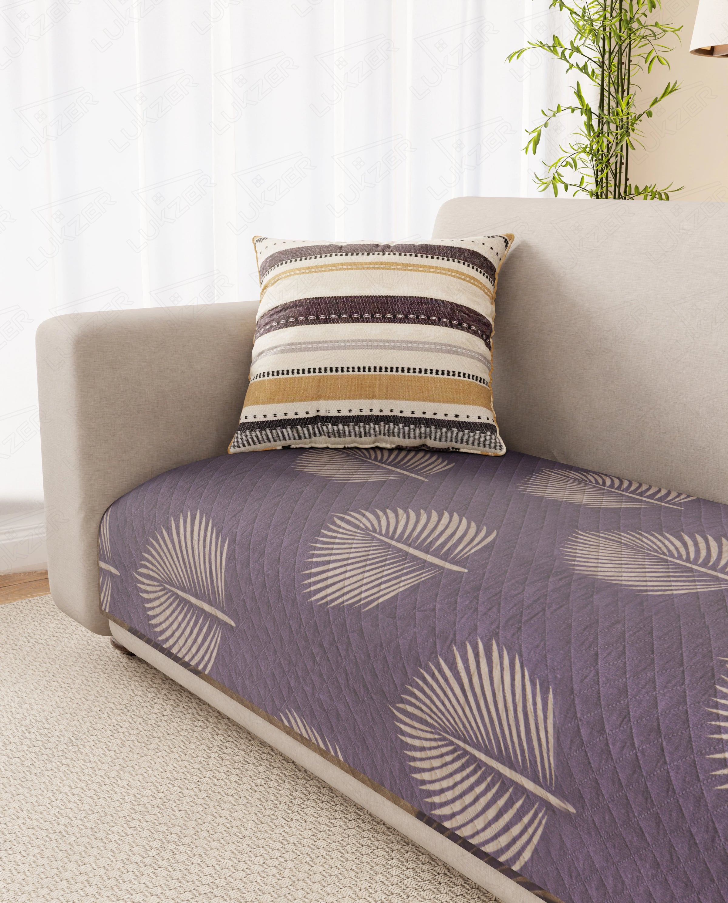Lukzer Reversible Quilted Sofa Mat Sapphire Bloom (SC-182-01)