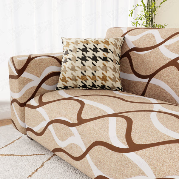 Lukzer Polyester Sofa Cover - Beige Lining (SC-021-01)