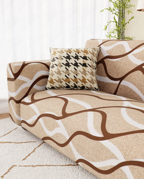 Lukzer Polyester Sofa Cover - Beige Lining (SC-021-01)