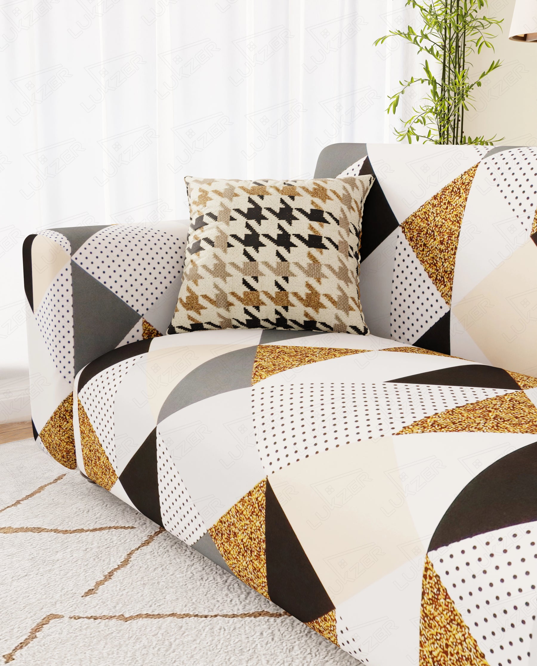 Lukzer Polyester Sofa Cover - Prism Dotted (SC-045-01)