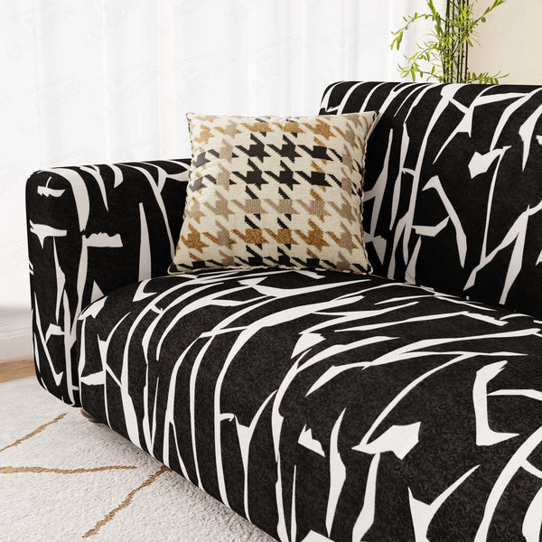Lukzer Polyester Sofa Cover  Black & White (SC-026-01)