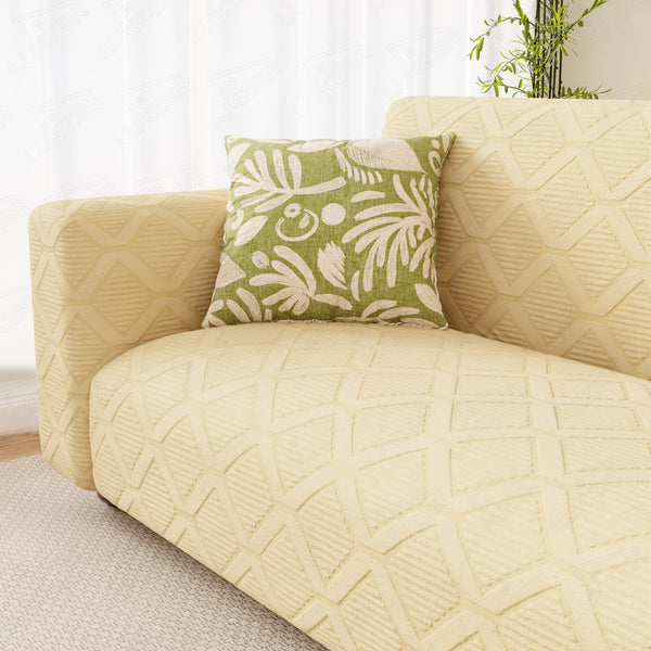 Lukzer Pastel Shades Textured Sofa Cover -  Yellow Diamond (SC-156-01)
