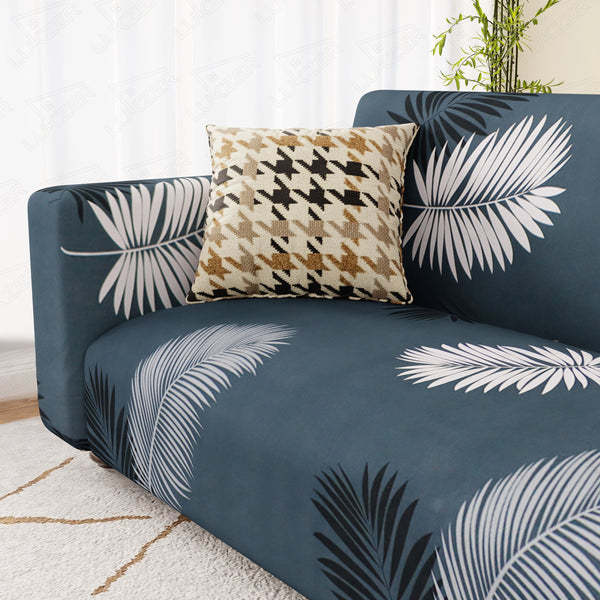 Lukzer Polyester Sofa Cover - Grey Leaves (SC-006-01)