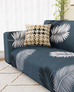 Lukzer Polyester Sofa Cover - Grey Leaves (SC-006-01)