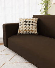 Lukzer Polyester Sofa Cover  Plain Brown (SC-031-01)