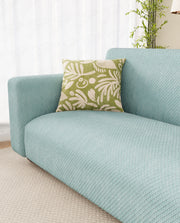 Lukzer Pastel Shades Textured Sofa Cover - Blue Curved Diamond (SC-086-01)