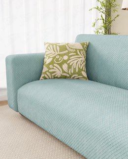 Lukzer Pastel Shades Textured Sofa Cover - Blue Curved Diamond (SC-086-01)