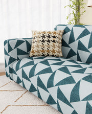 Lukzer Polyester Sofa Cover - Grey & White Triangle (SC-037-01)
