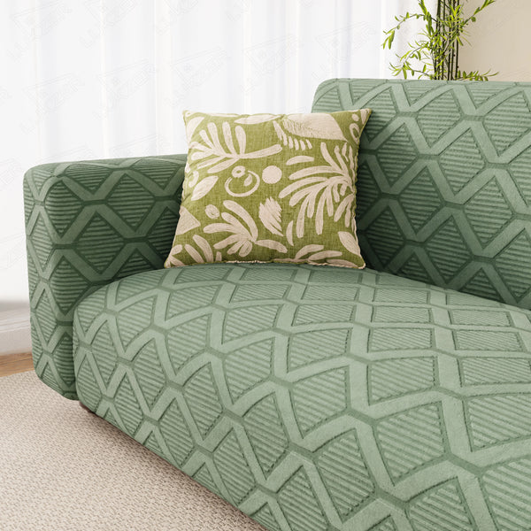 Lukzer Pastel Shades Textured Sofa Cover -  Green Diamond (SC-153-01)