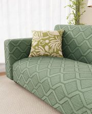 Lukzer Pastel Shades Textured Sofa Cover -  Green Diamond (SC-153-01)