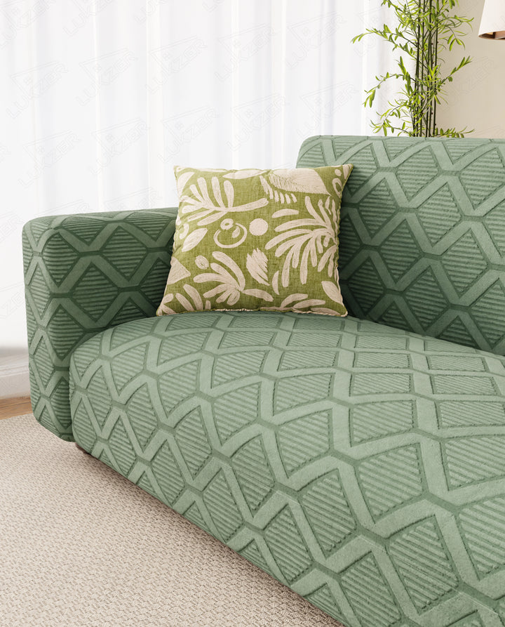 Lukzer Pastel Shades Textured Sofa Cover -  Green Diamond (SC-153-01)