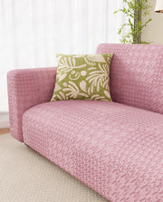 Lukzer Pastel Shades Textured Sofa Cover - Pink Square Knit (SC-175-01)
