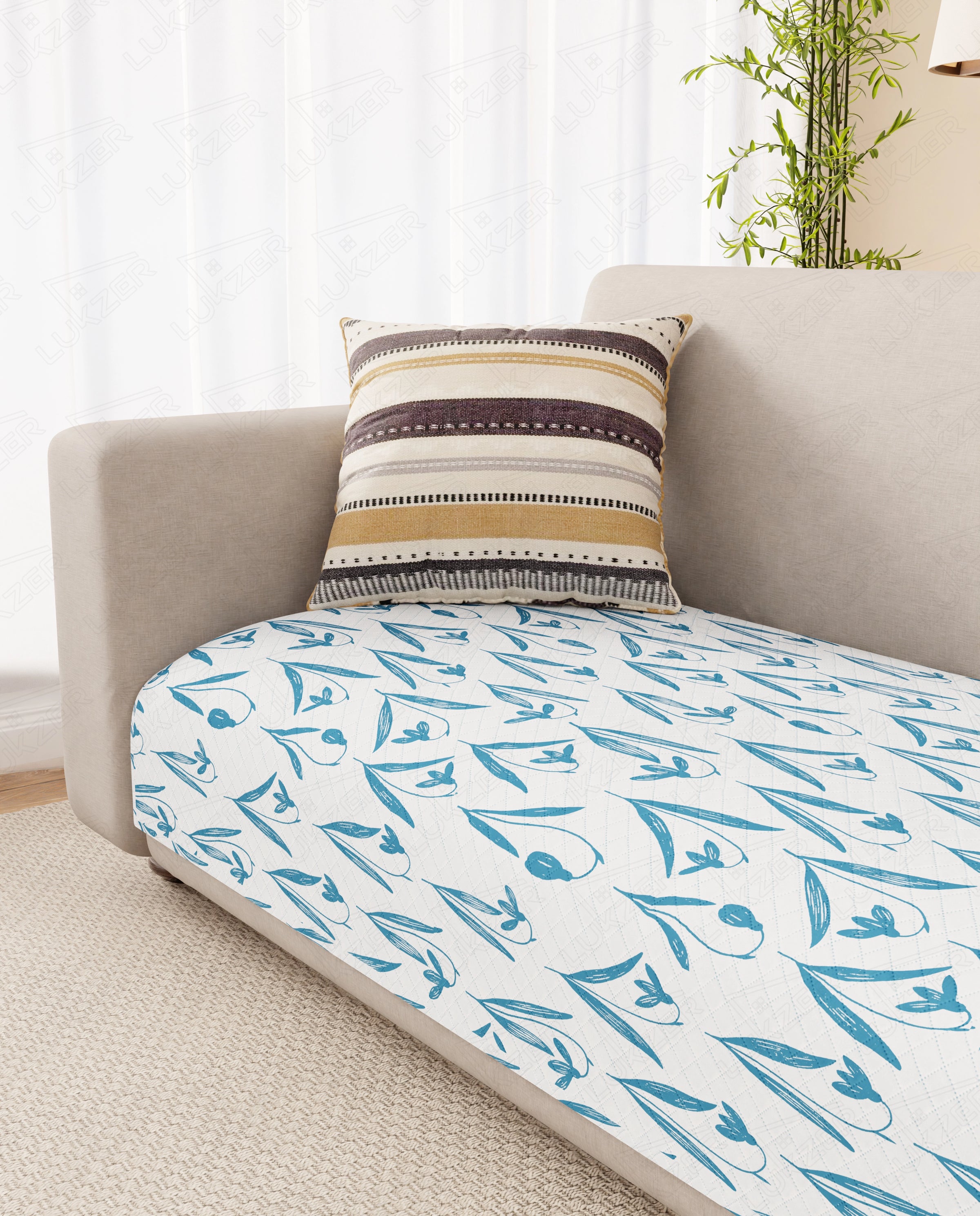 Lukzer Quilted Waterproof Sofa Mat   Bluebell (SC-186-01)
