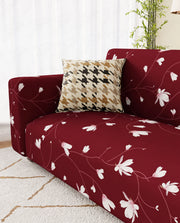 Lukzer Polyester Sofa Cover Maroon Flower (SC-009-01)
