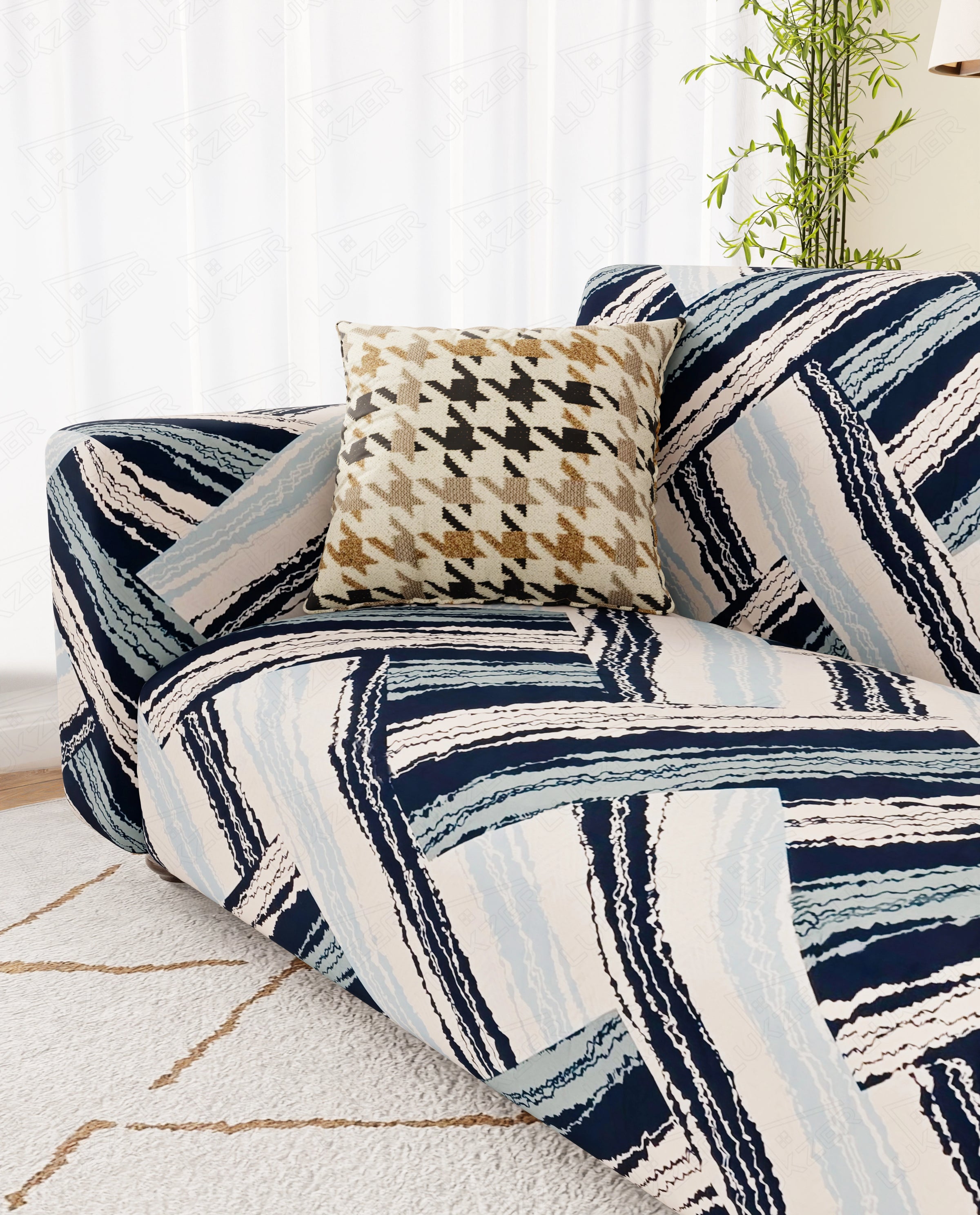 Lukzer Polyester Sofa Cover Blue Weave (SC-050-01)