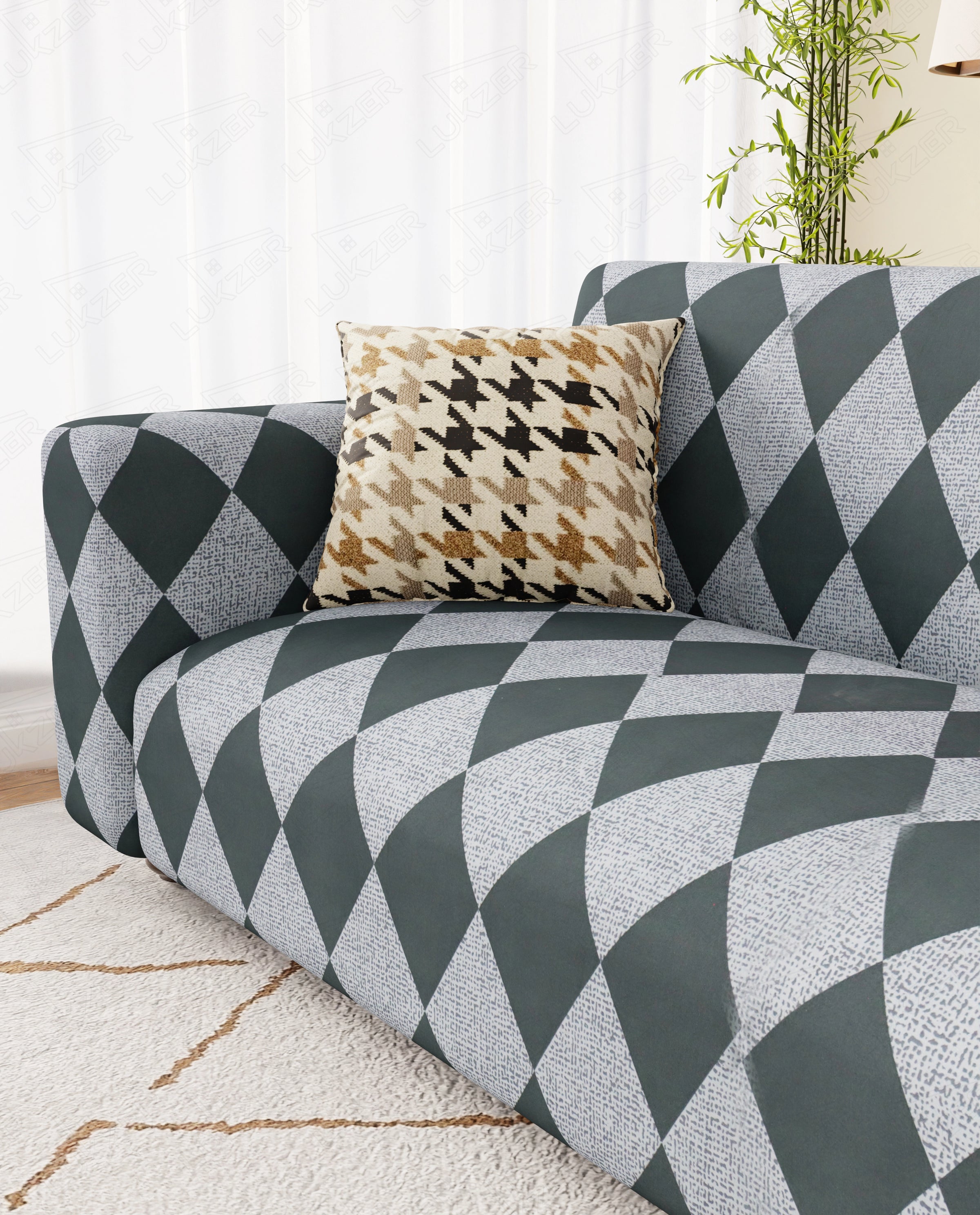 Lukzer Polyester Sofa Cover - Grey Diamond (SC-038-01)