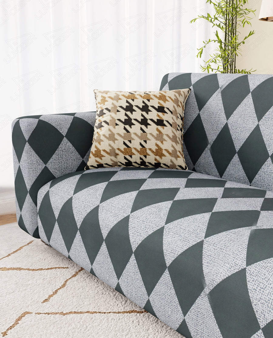 Lukzer Polyester Sofa Cover - Grey Diamond (SC-038-01)