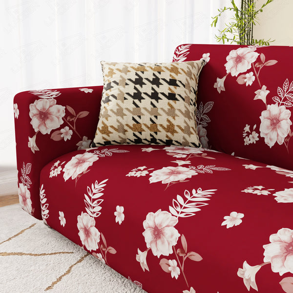 Lukzer Polyester Sofa Cover Red Flower (SC-014-01)