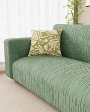 Lukzer Pastel Shades Textured Sofa Cover - Green Tangled Lines (SC-121-01)