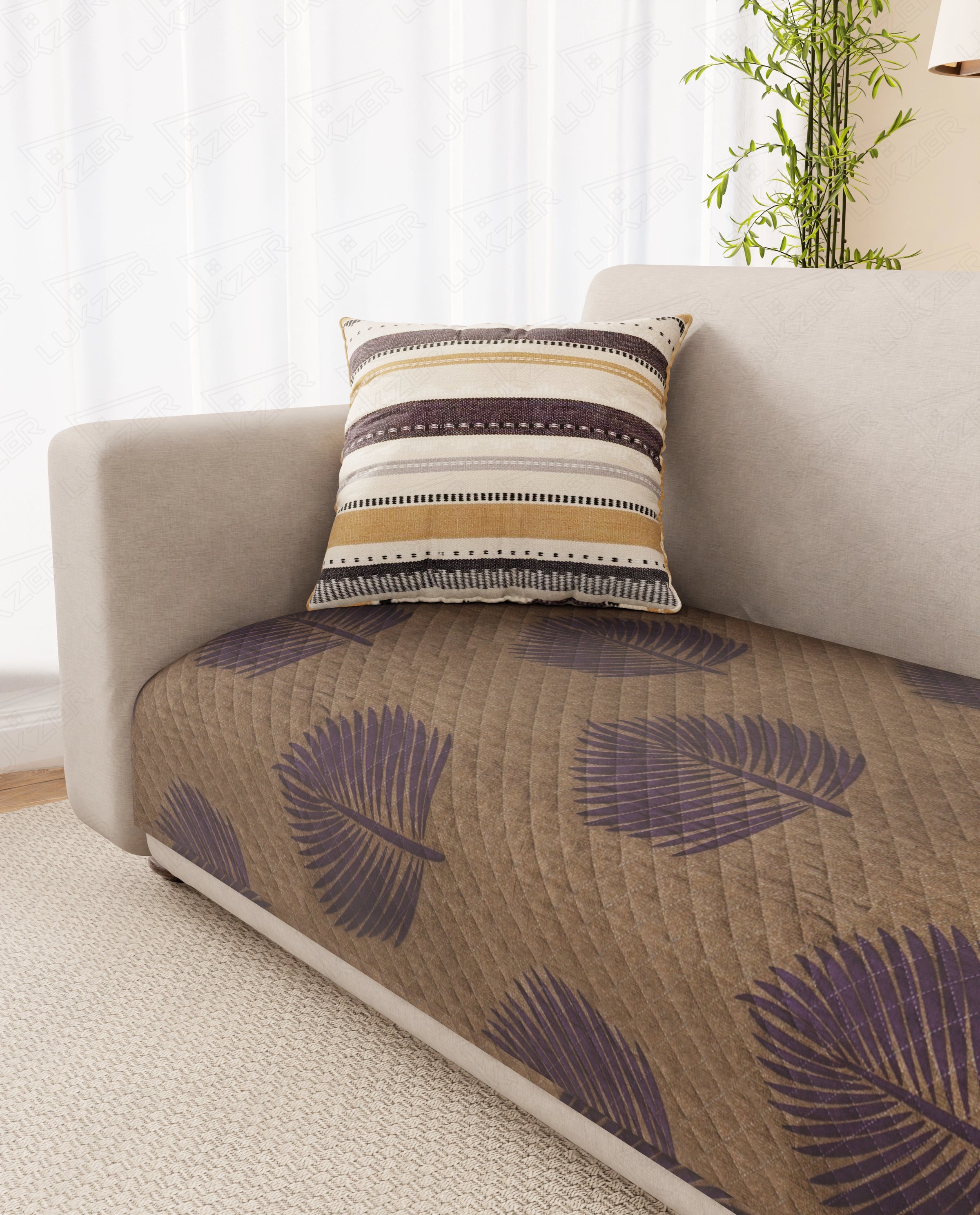 Lukzer Reversible Quilted Sofa Mat Sapphire Bloom (SC-182-01)