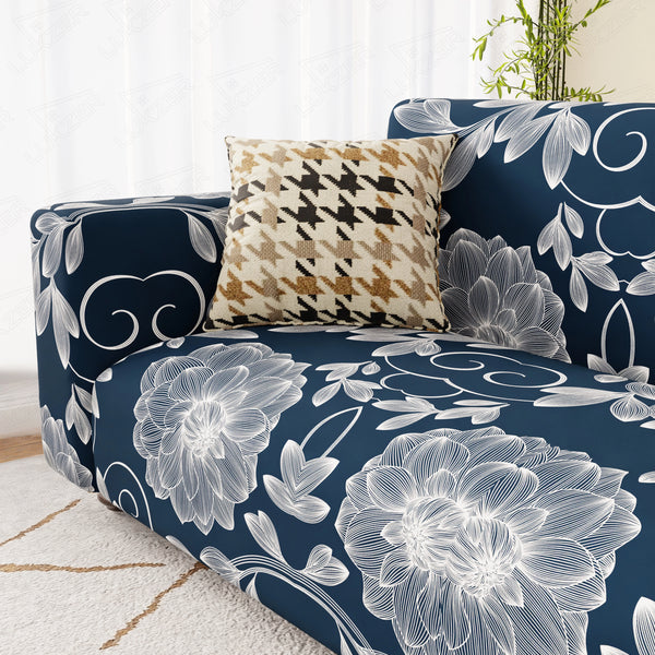 Lukzer Polyester Sofa Cover - Blue Dahlia (SC-003-01)