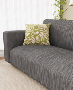 Lukzer Pastel Shades Textured Sofa Cover - Dark Grey Wavy Stripes (SC-147-01)
