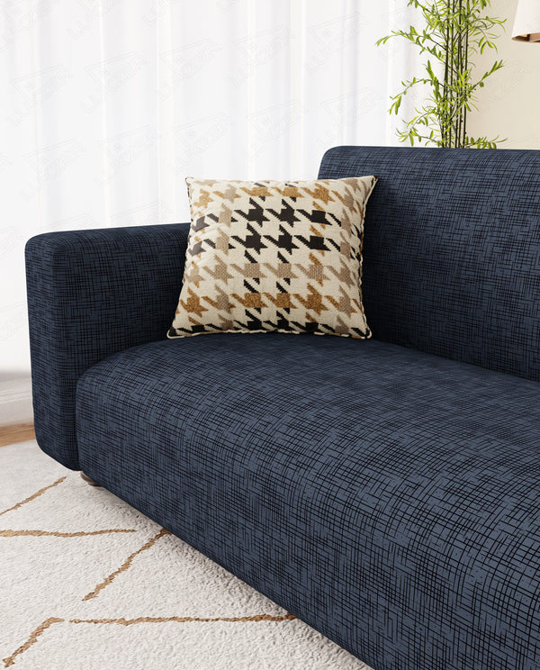 Lukzer Polyester Sofa Cover  Dark Blue Lining (SC-023-01)