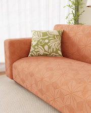 Lukzer Pastel Shades Textured Sofa Cover - Orange Starlight Grid (SC-142-01)
