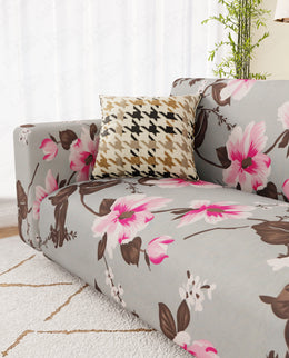 Lukzer Polyester Sofa Cover Pink Flower (SC-013-01)