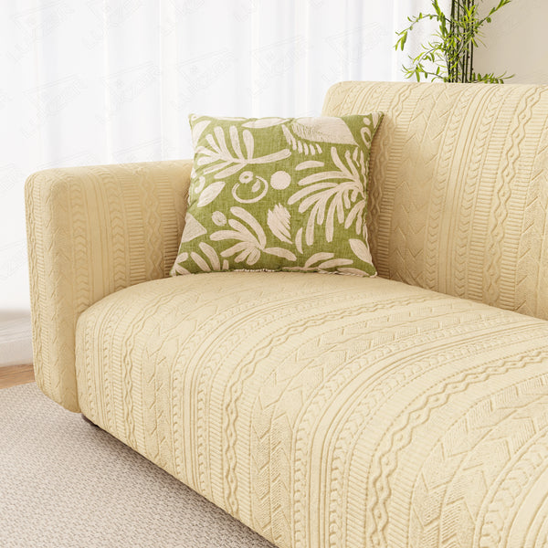 Lukzer Pastel Shades Textured Sofa Cover - Yellow Zigzag (SC-080-01)
