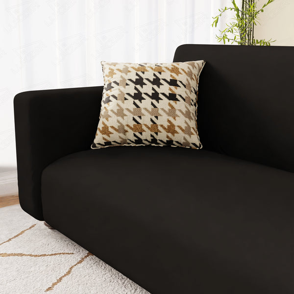 Lukzer Polyester Sofa Cover Plain Black (SC-029-01)