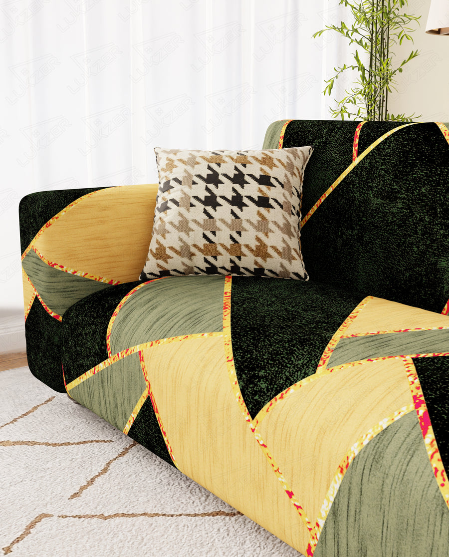 Lukzer Polyester Sofa Cover - Dark Green Prism (SC-035-01)