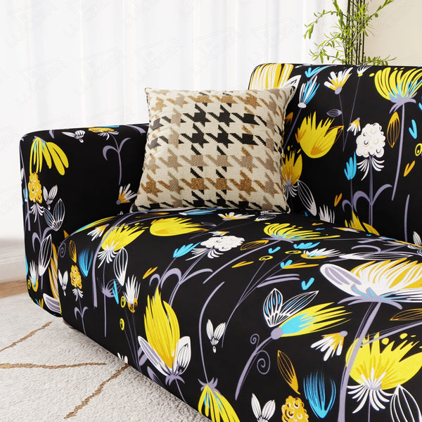 Lukzer Polyester Sofa Cover Yellow Lotus (SC-019-01)