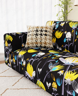 Lukzer Polyester Sofa Cover Yellow Lotus (SC-019-01)