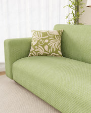 Lukzer Pastel Shades Textured Sofa Cover - Green Curved Diamond (SC-085-01)