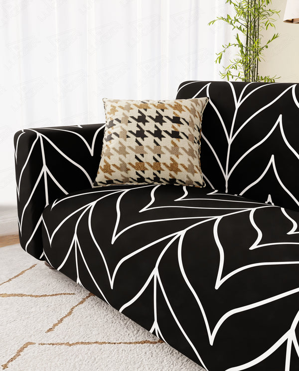 Lukzer Polyester Sofa Cover Black Stripe (SC-027-01)